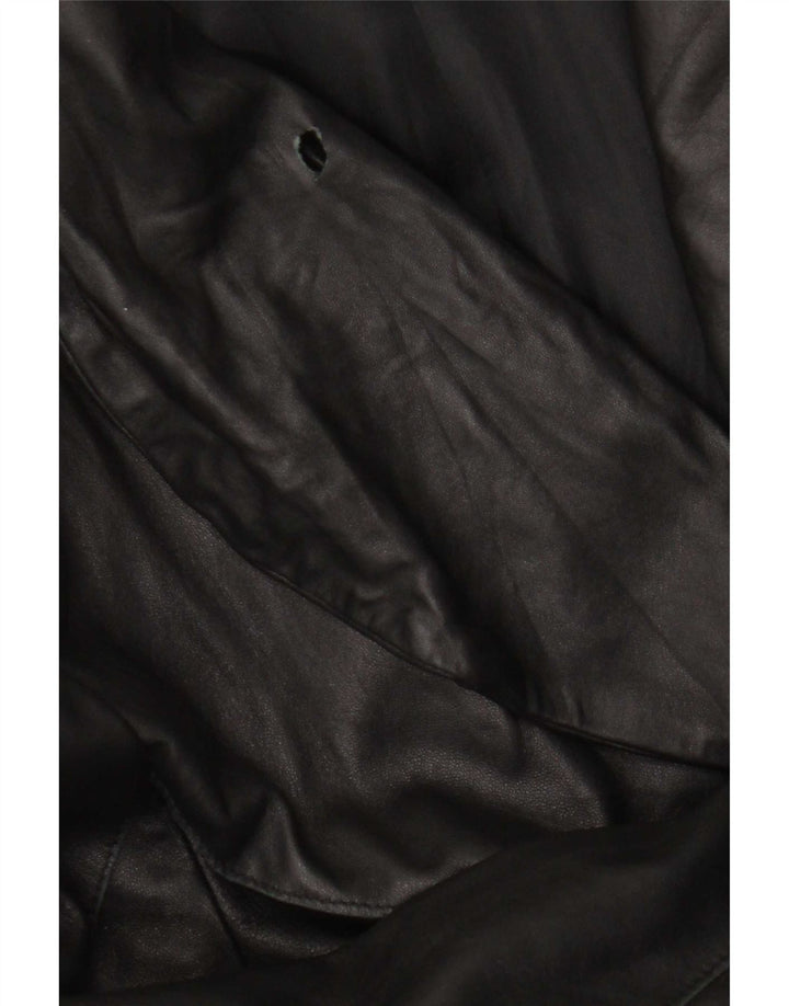 Cappotto in pelle da donna vintage IT 46 grande in pelle nera