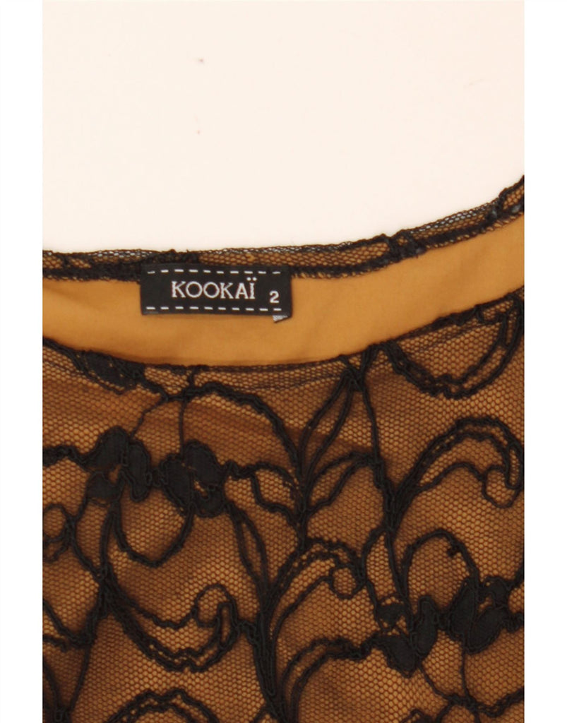 KOOKAI Womens Crop Lace Vest Top US 2 XS Black Floral Vintage Kookai and Second-Hand Kookai from Messina Hembry 