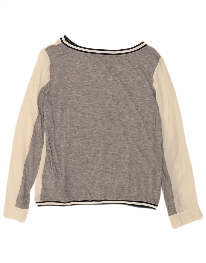 Max & Co. Camicetta a maniche lunghe da donna UK 10 Small Grigio Colourblock
