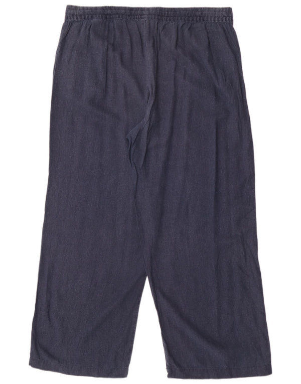 Pantaloni chino a gamba larga da donna Marks & Spencer UK 20 2XL W38 L30 Blu navy