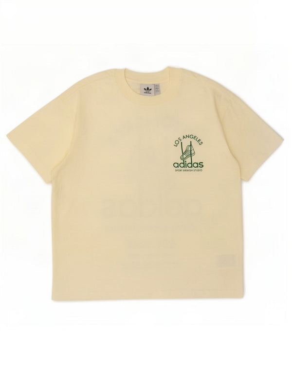 T-shirt grafica da uomo vestibilità ampia Adidas XS in cotone giallo