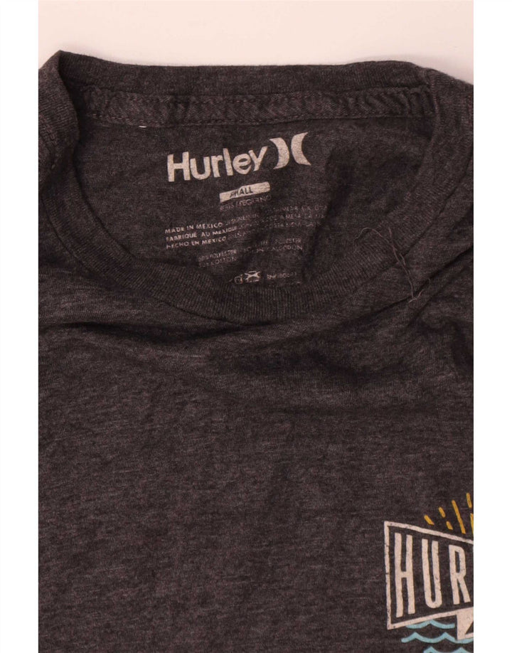 Top grafico da uomo Hurley a maniche lunghe in cotone grigio piccolo