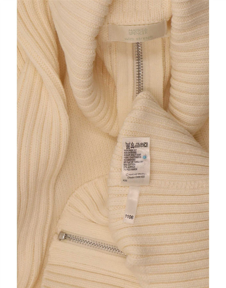 Maglione cardigan con zip intera da donna Marks & Spencer UK 16 grande bianco sporco
