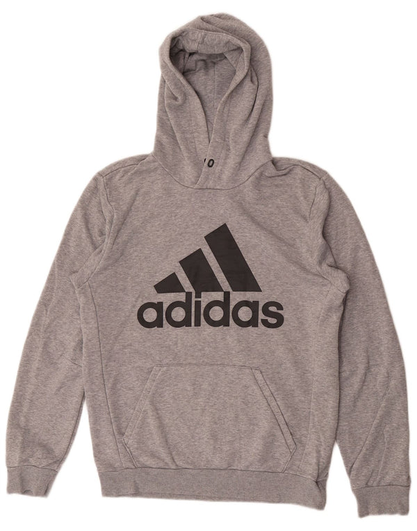 Felpa con cappuccio grafica da uomo Adidas Small in cotone grigio