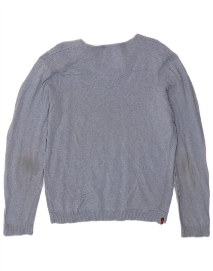 Maglione maglione con scollo a V da donna Levi's UK 16 grande cotone blu