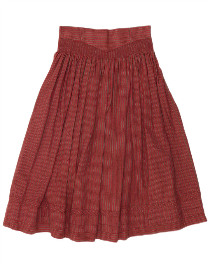 Gonna a trapezio a vita alta da donna VINTAGE W28 cotone a righe rosse medie