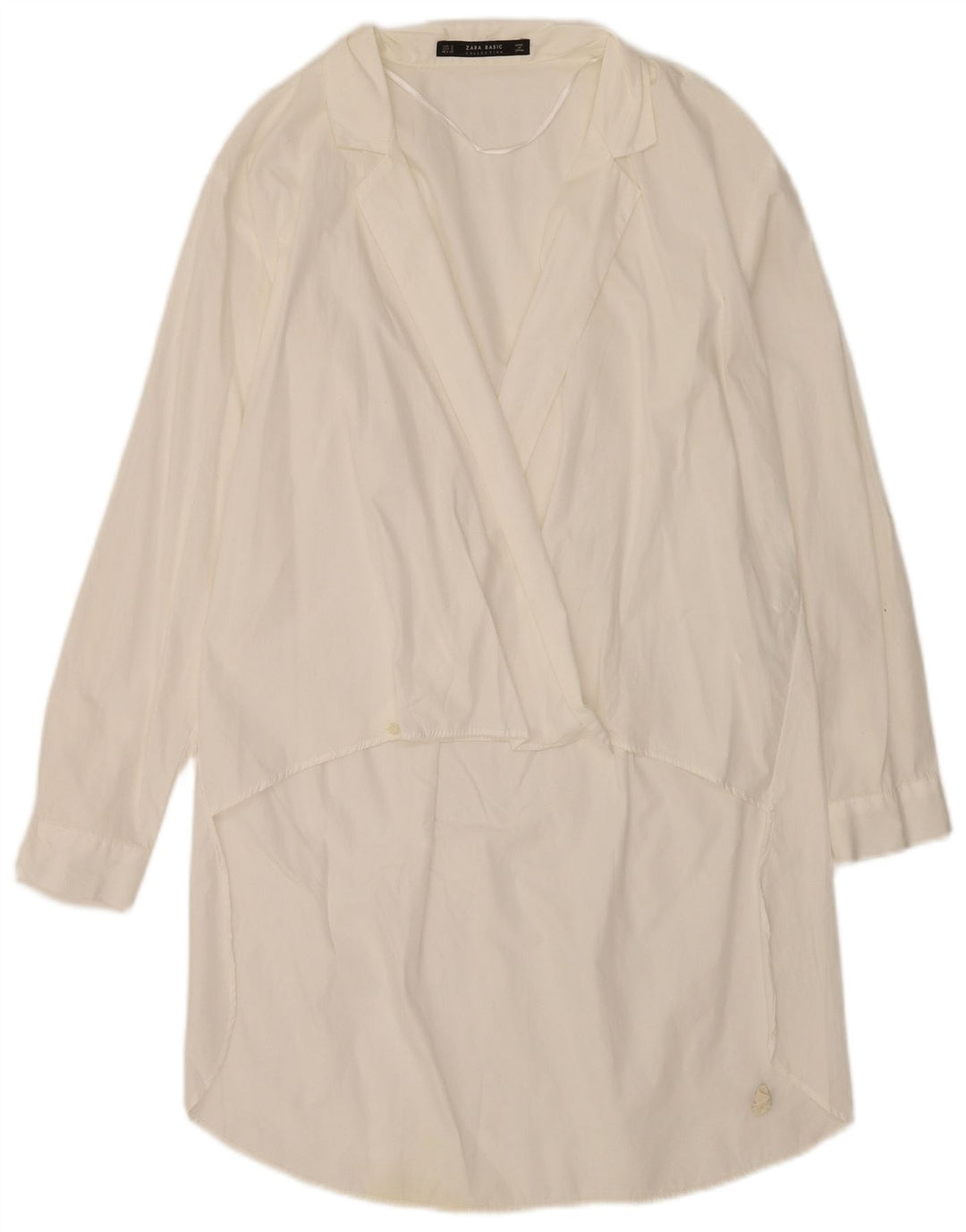 Abito a trapezio a maniche lunghe da donna Zara UK 10 piccolo in cotone bianco