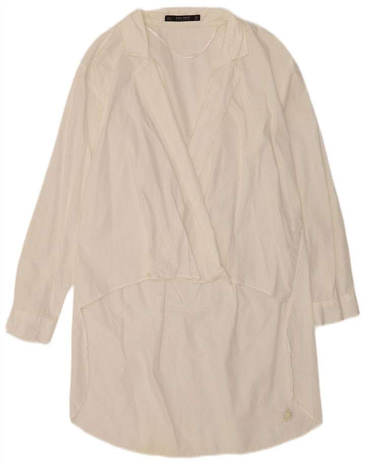 Abito a trapezio a maniche lunghe da donna Zara UK 10 piccolo in cotone bianco