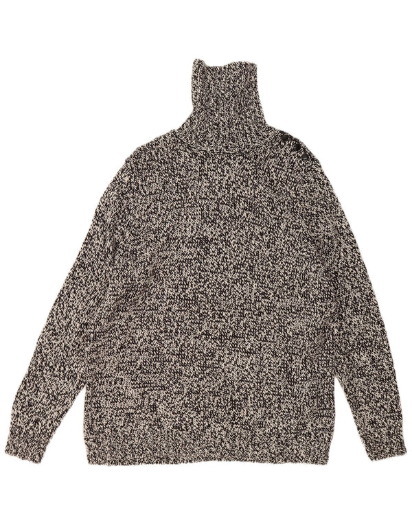 Maglione maglione a collo alto da donna Chaps UK 18 XL cotone screziato nero