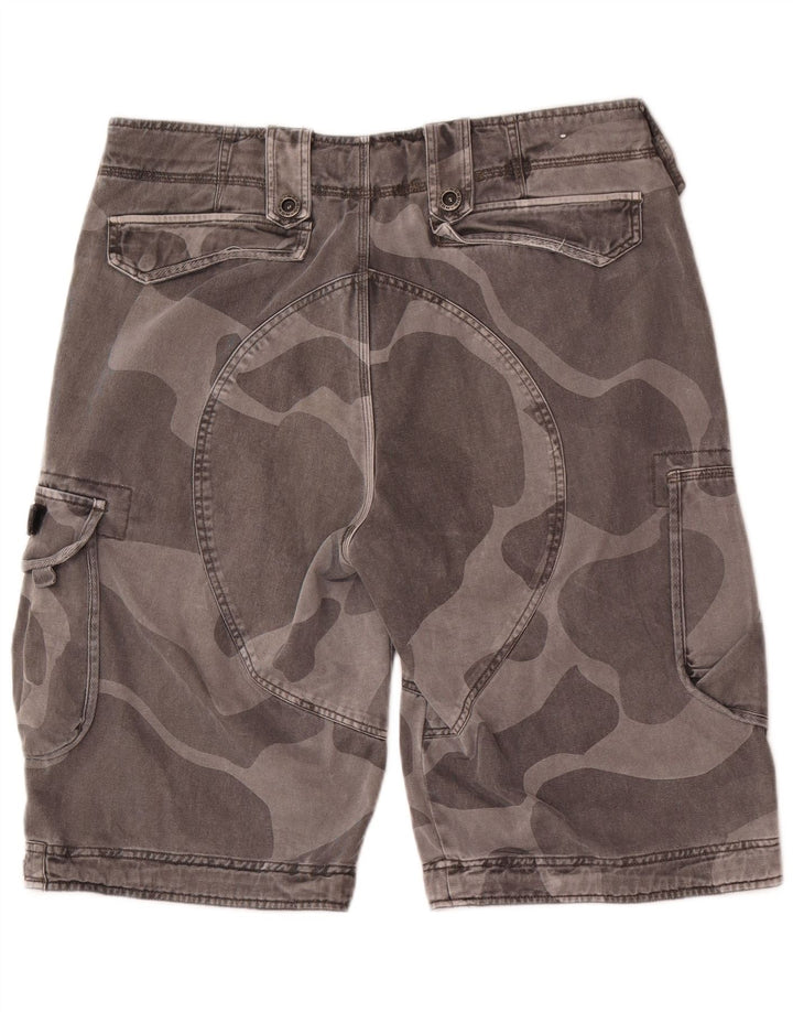 Pantaloncini cargo vintage da uomo grandi W34 mimetici grigi