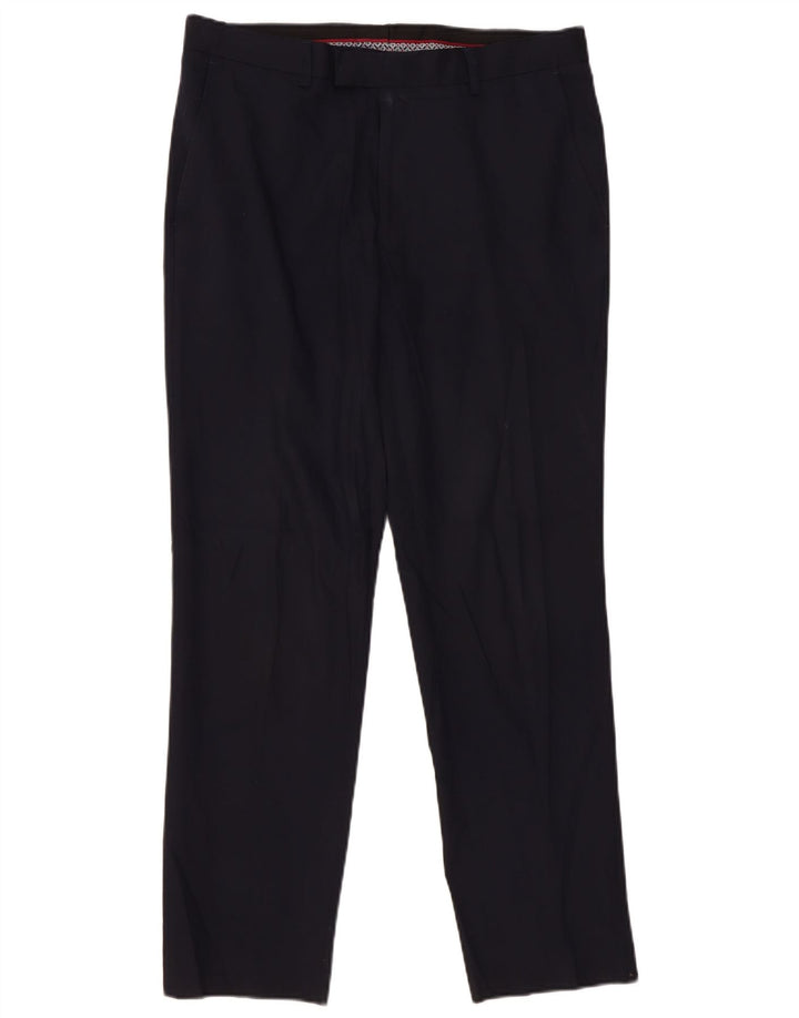 Pantaloni da abito slim fit da uomo Marks & Spencer W36 L31 lana blu navy