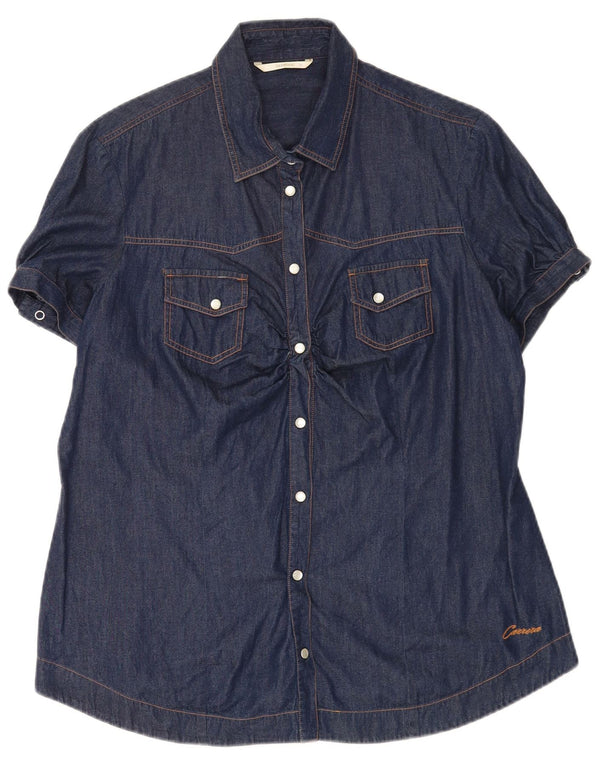Camicia in denim a maniche corte da donna Carrera UK 18 XL Cotone blu navy
