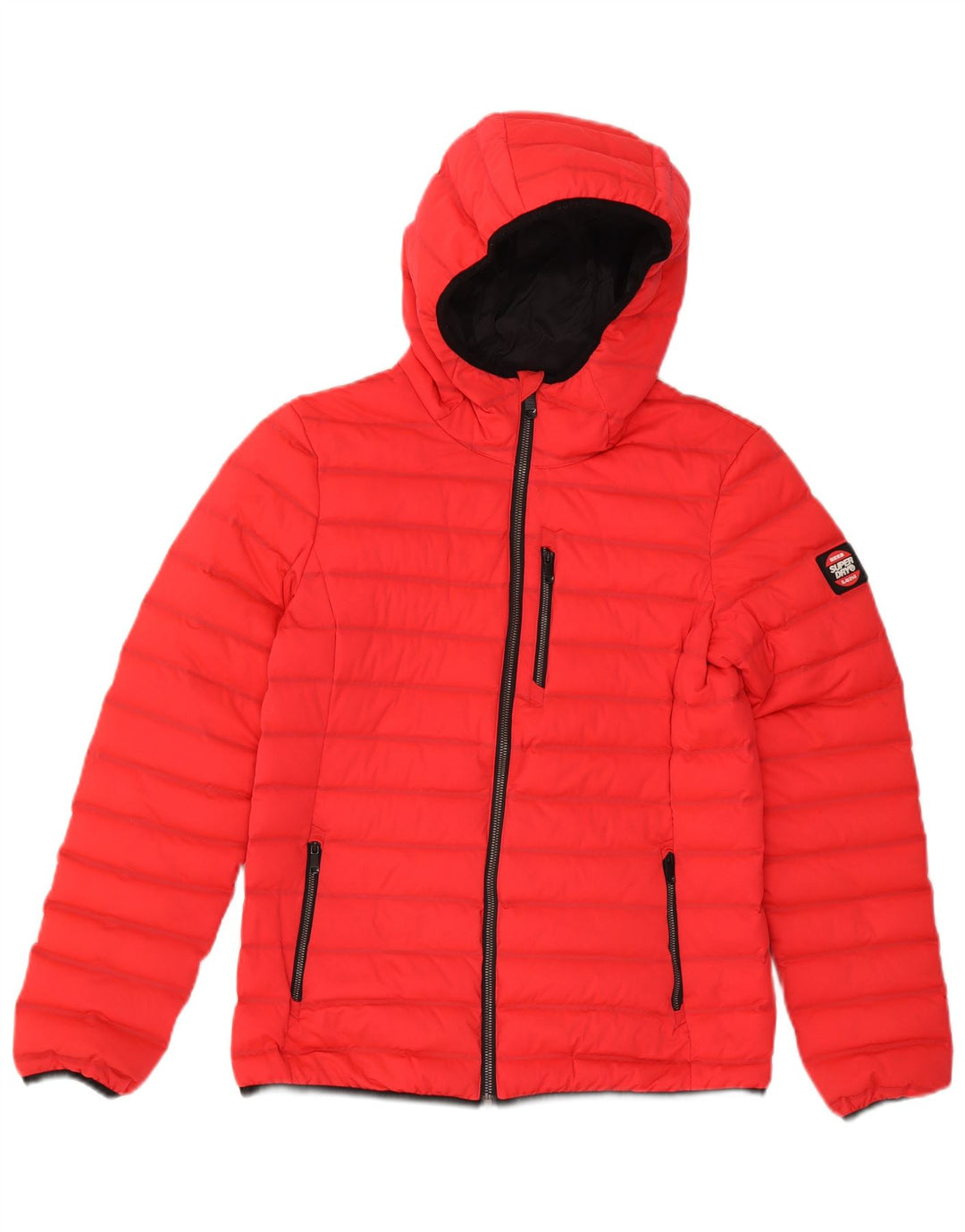 Giacca imbottita con cappuccio da donna Superdry UK 10 Small Poliestere rosso
