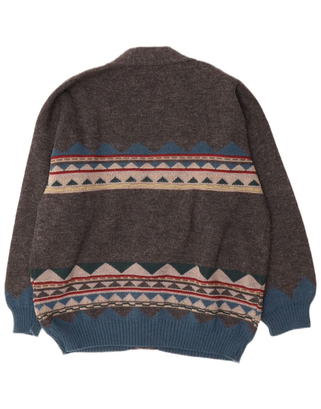 Maglione cardigan da uomo vintage XL grigio geometrico