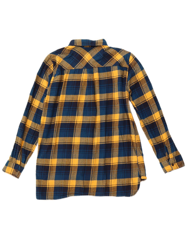 EDDIE BAUER Camicia pullover da donna in flanella UK 12 Cotone a quadri blu medio