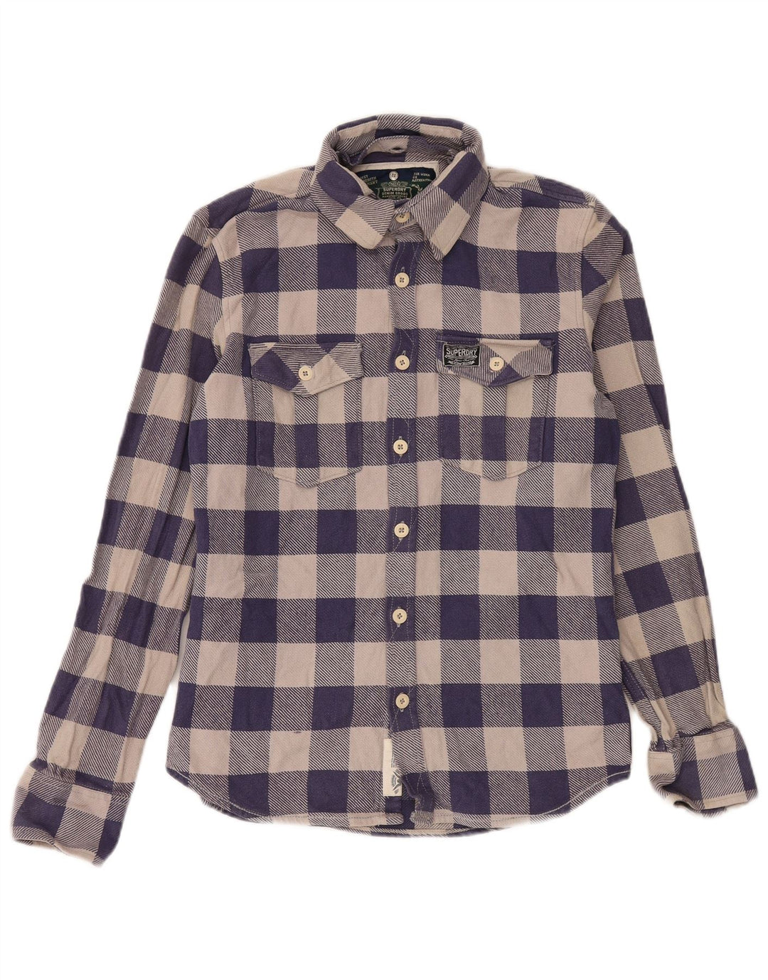 Camicia da uomo in flanella Superdry grande in cotone a quadretti blu navy