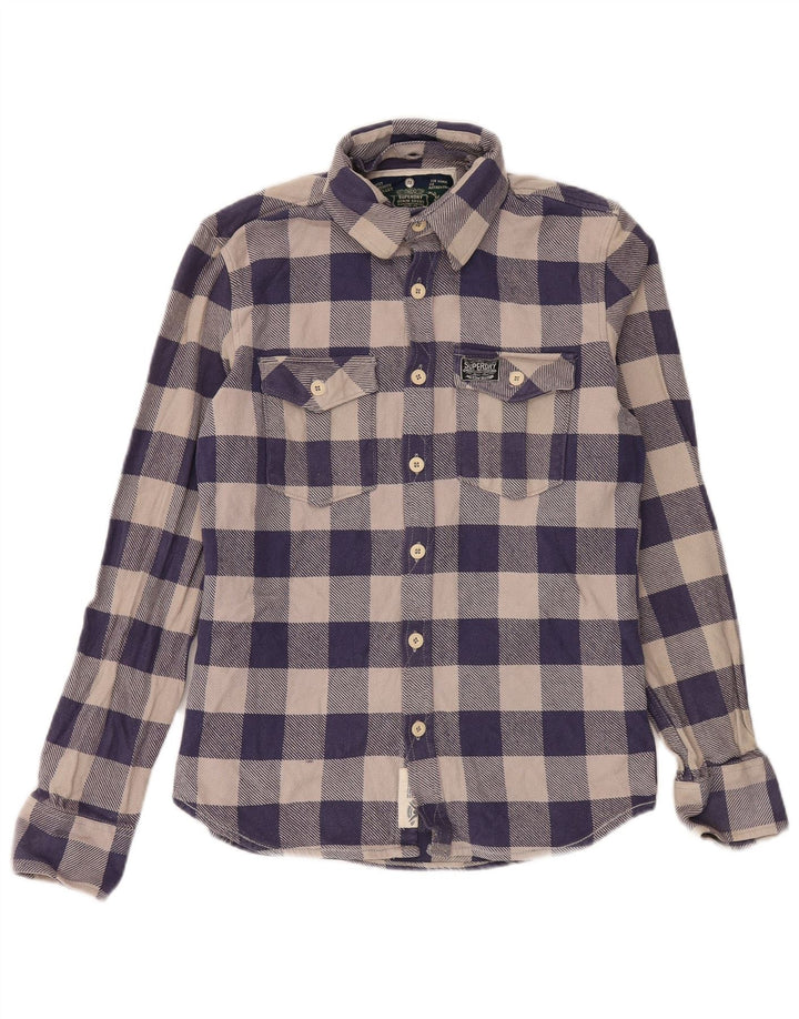 Camicia da uomo in flanella Superdry grande in cotone a quadretti blu navy
