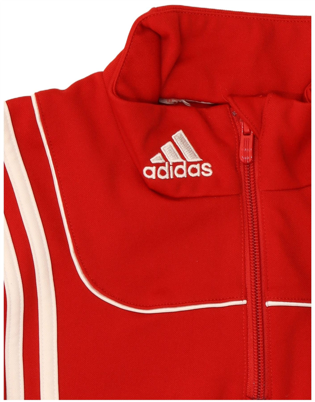 Felpa Adidas da uomo con zip e collo, maglione, colore rosso medio, in poliestere