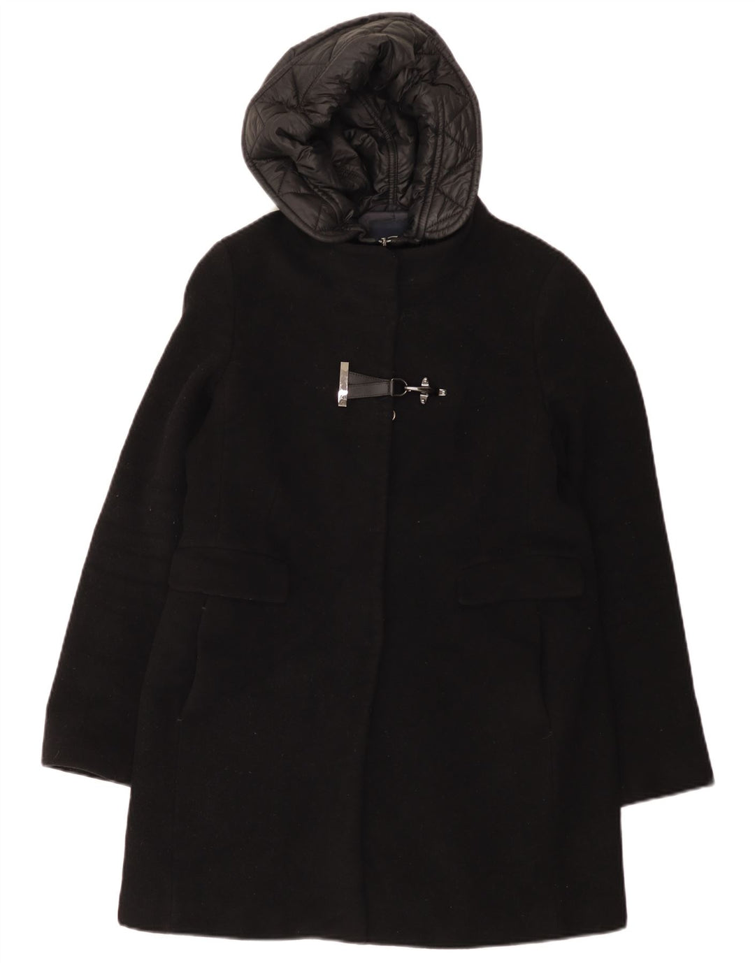 Fay Giacca a vento da donna con cappuccio attiva/disattiva UK 14 Large in lana nera