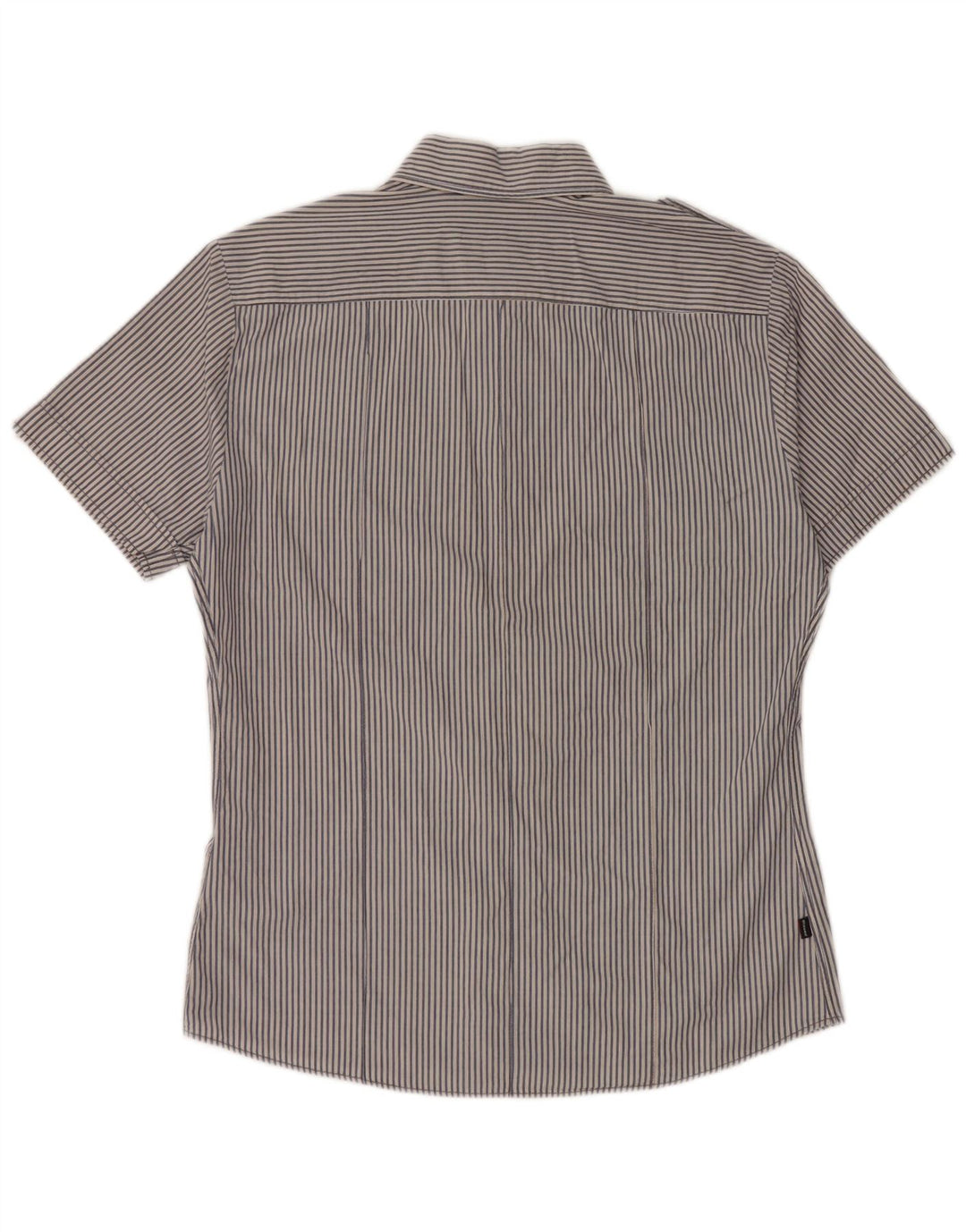 BLAUER Camicia Militare da Uomo a Manica Corta Grande in Cotone Gessato Blu