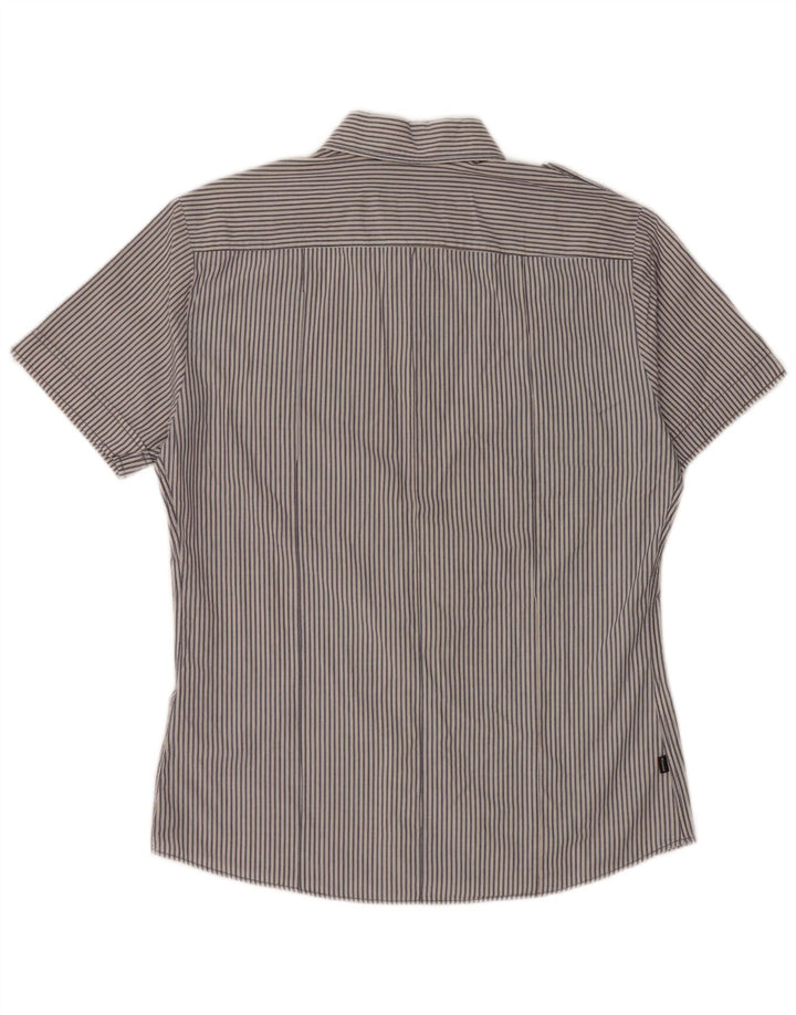 BLAUER Camicia Militare da Uomo a Manica Corta Grande in Cotone Gessato Blu