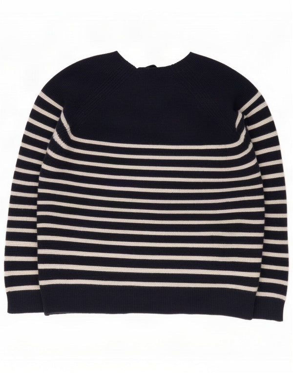 J. Crew Maglione girocollo da donna UK 14 Lana a righe blu navy medio