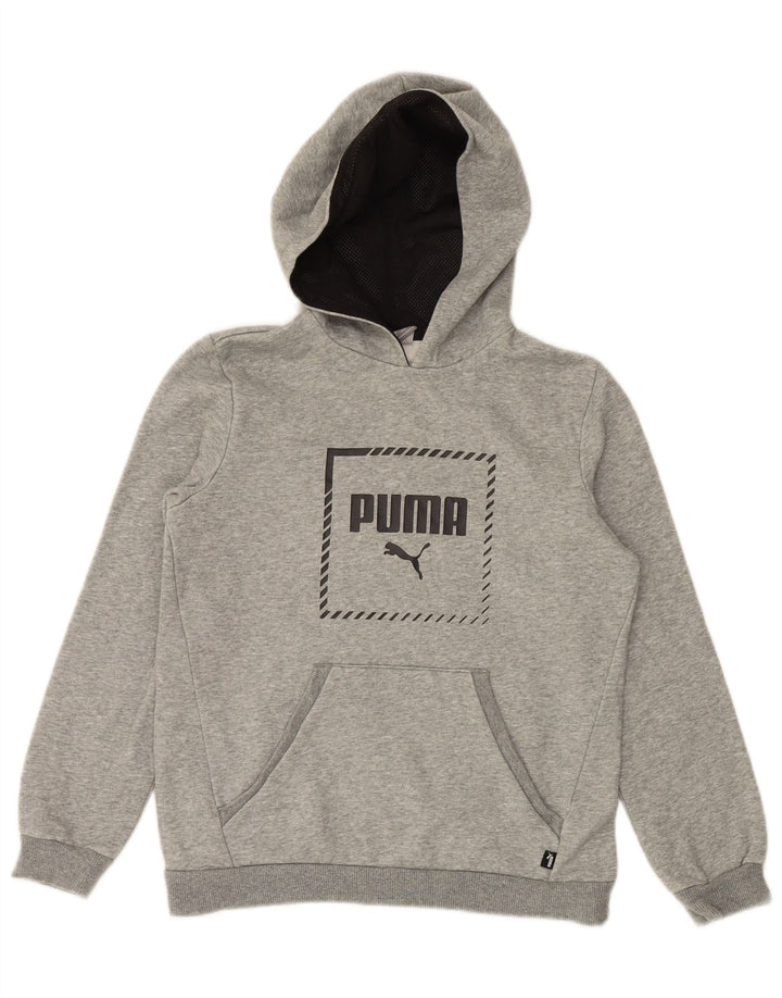 Felpa con cappuccio grafica PUMA da bambino 13-14 anni in cotone grigio