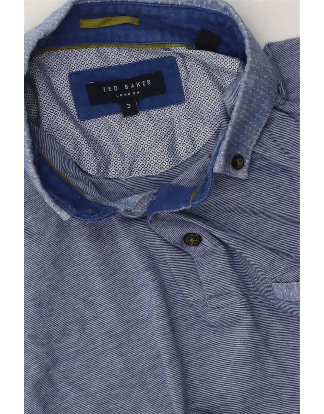 Ted Baker Mens Polo Shirt Size 3 Medium Blue Striped