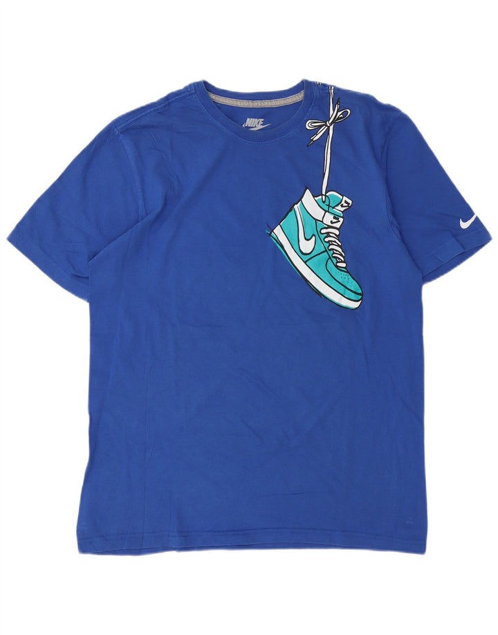 NIKE T-shirt grafica da uomo con vestibilità regolare, top grande in cotone blu