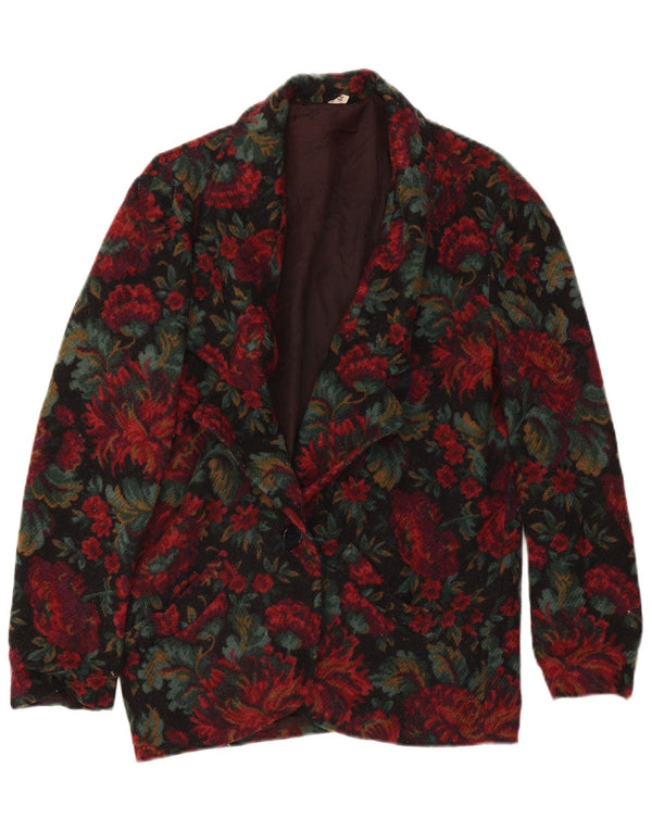 Giacca blazer vintage da donna a 1 bottone IT 44 medio floreale multicolore
