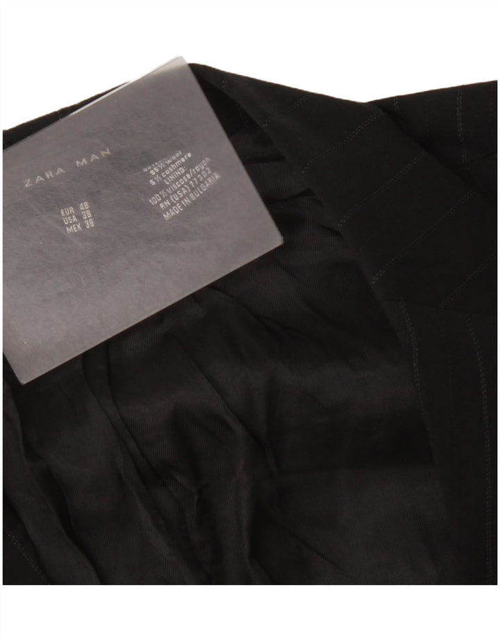 Giacca blazer a 2 bottoni da uomo Zara EU 48 lana gessata media nera