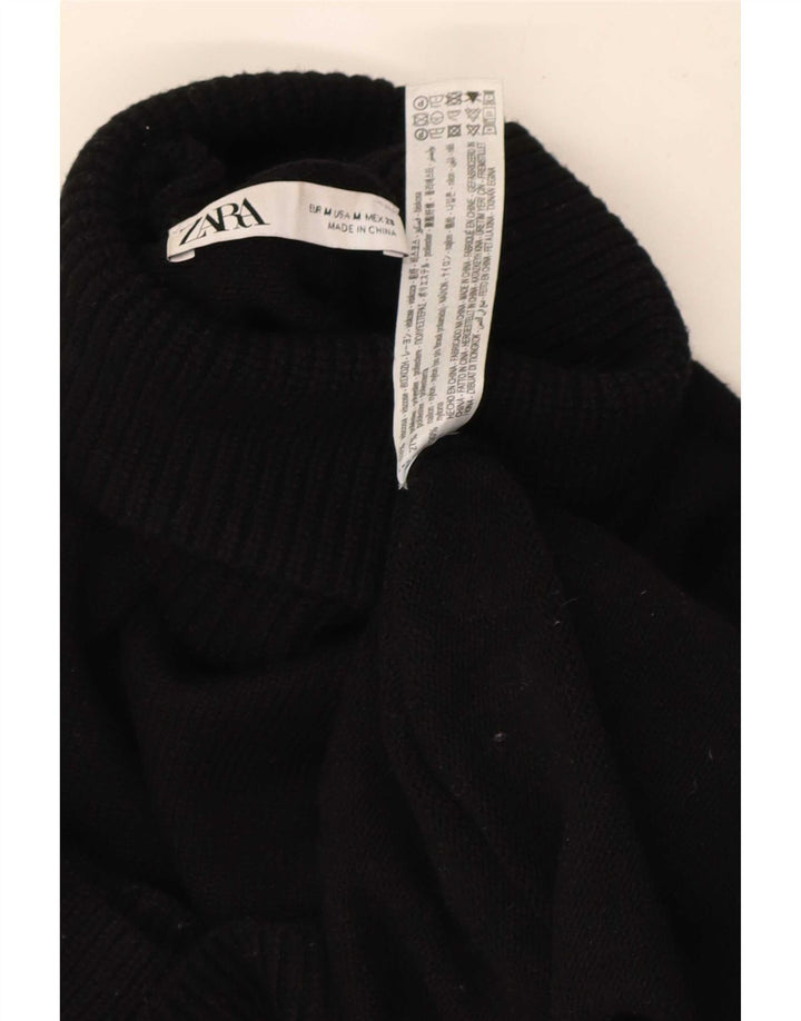 Maglione corto da donna Zara con collo alto, UK 14, viscosa nera media