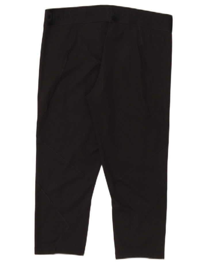 Leggings Adidas Tech Fit Capri da donna UK 16/18 Large Nero Poliestere