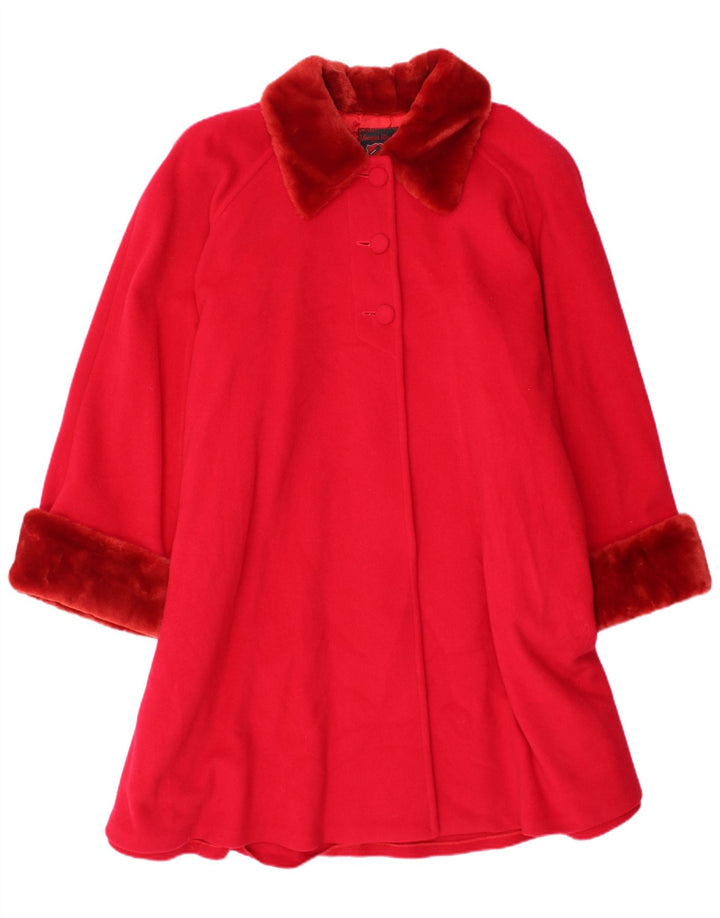 Soprabito da donna vintage UK 20 2XL Lana vergine rossa