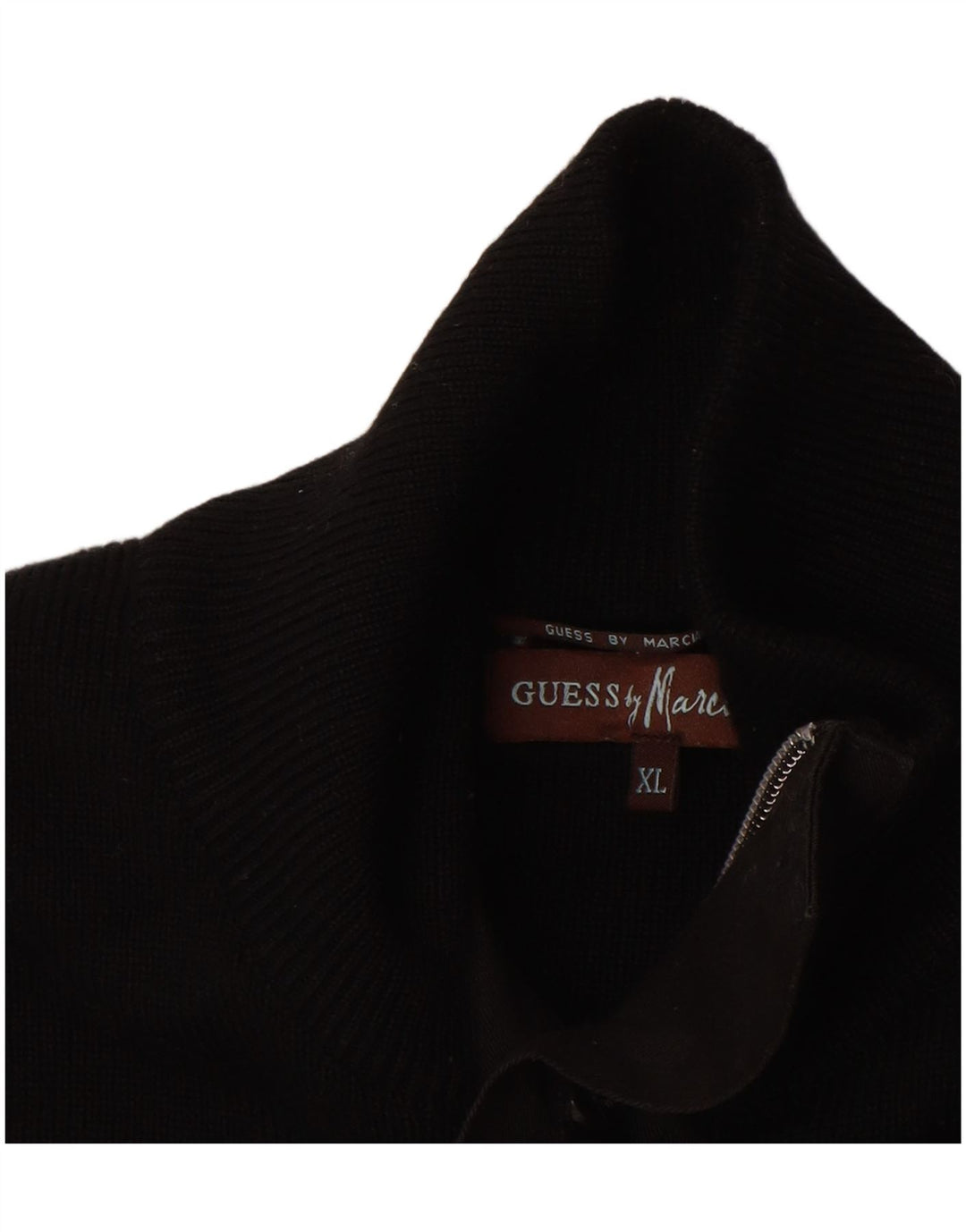 GUESS BY MARCIANO Maglione da uomo con collo abbottonato XL in lana merino nera
