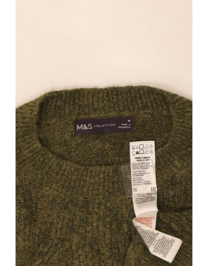 Maglione maglione girocollo da donna Marks & Spencer UK 14 Acrilico kaki medio