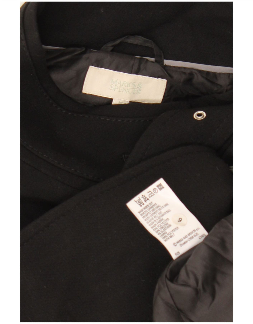 Cappotto da donna MARKS & SPENCER UK 14 poliestere nero medio