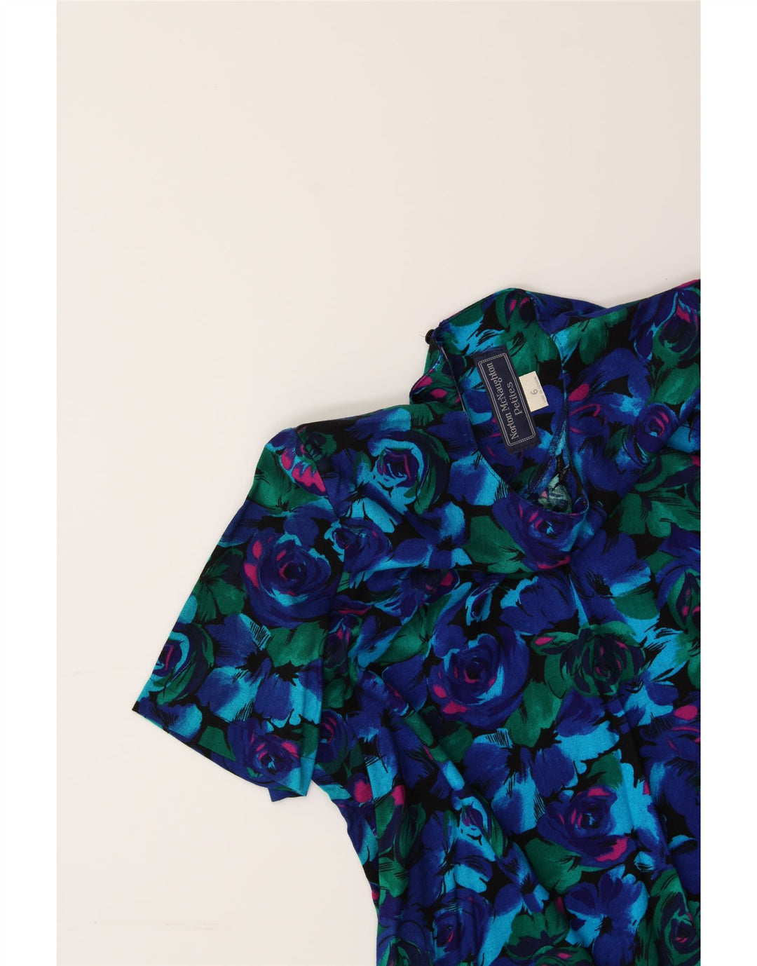 NORTON MCNAUGHTON Womens Petite Blouse Top US 6 Medium Blue Floral Vintage Norton McNaughton and Second-Hand Norton McNaughton from Messina Hembry 