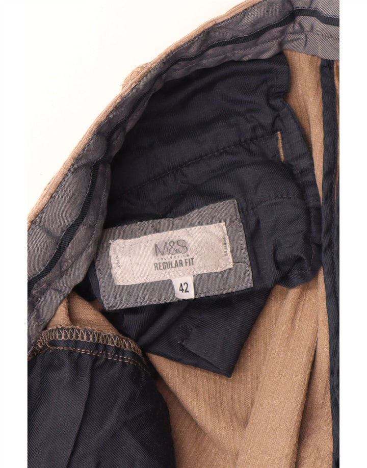 MARKS & SPENCER Pantaloni in velluto a coste vestibilità regolare da uomo W42 L27 Marrone