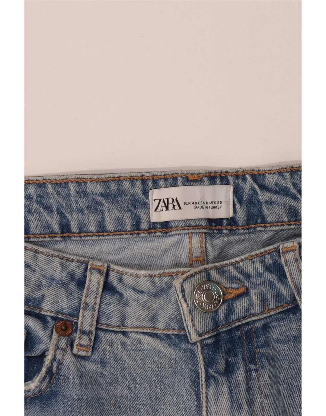 Jeans dritti effetto invecchiato Zara da donna EU 40 medio W30 L28 blu
