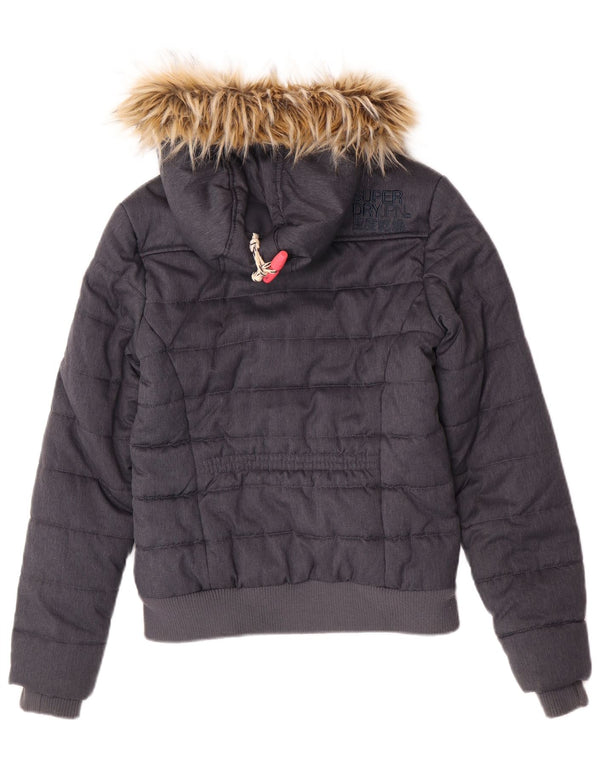 Giacca imbottita bomber con cappuccio da donna Superdry UK 8 Small Poliestere grigio