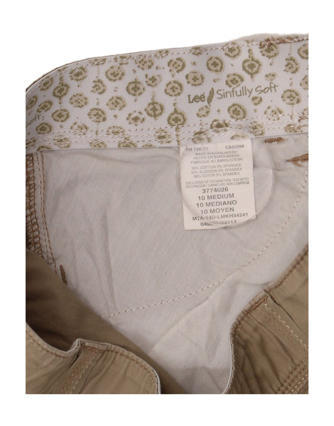 Pantaloncini cargo da donna Lee US 10 Large W32 in cotone beige