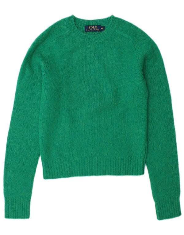 Polo Ralph Lauren Maglione corto girocollo da donna UK 6 XS Lana verde