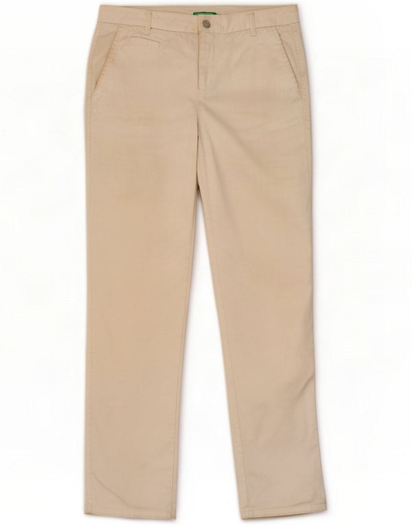 Pantaloni chino slim da donna Benetton UK 10 Small W32 L28 Cotone bianco