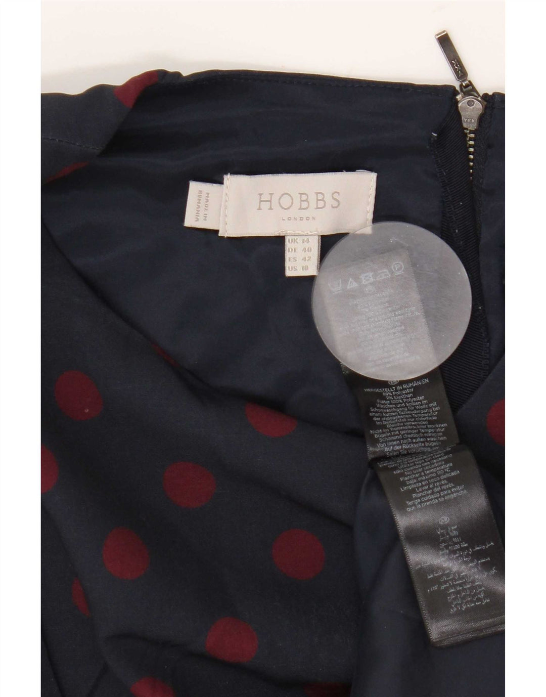 Abito tubino da donna Hobbs UK 14 poliestere maculato medio blu navy