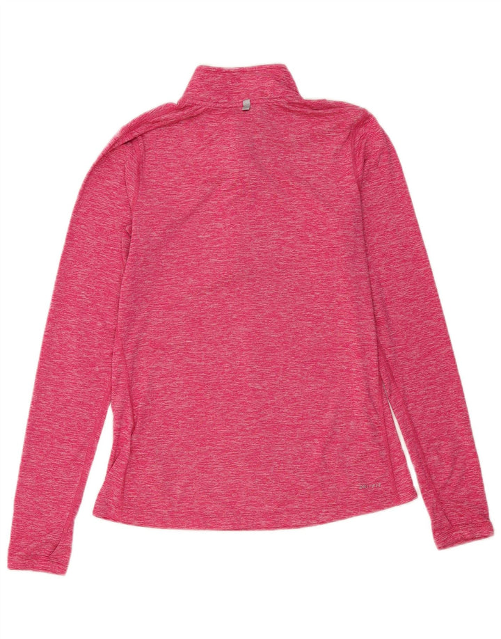 Top della tuta da ginnastica Nike da donna, pullover con zip e collo, UK 10, piccola, rosa, in poliestere