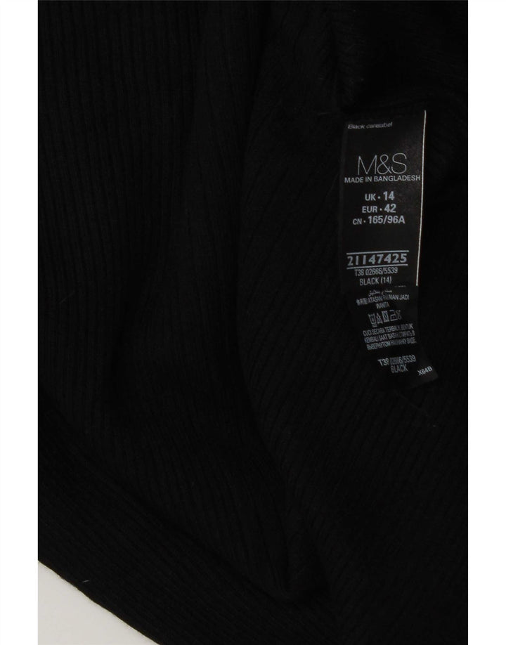 Top manica lunga da donna Marks & Spencer UK 14 viscosa nera media