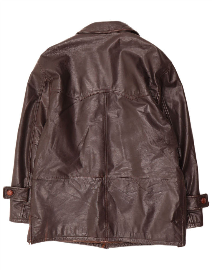 Giacca in pelle vintage da uomo IT 48 in pelle marrone medio
