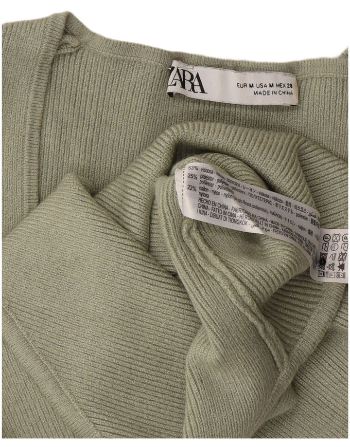 Body a maniche lunghe da donna Zara UK 8 Small Khaki Viscosa