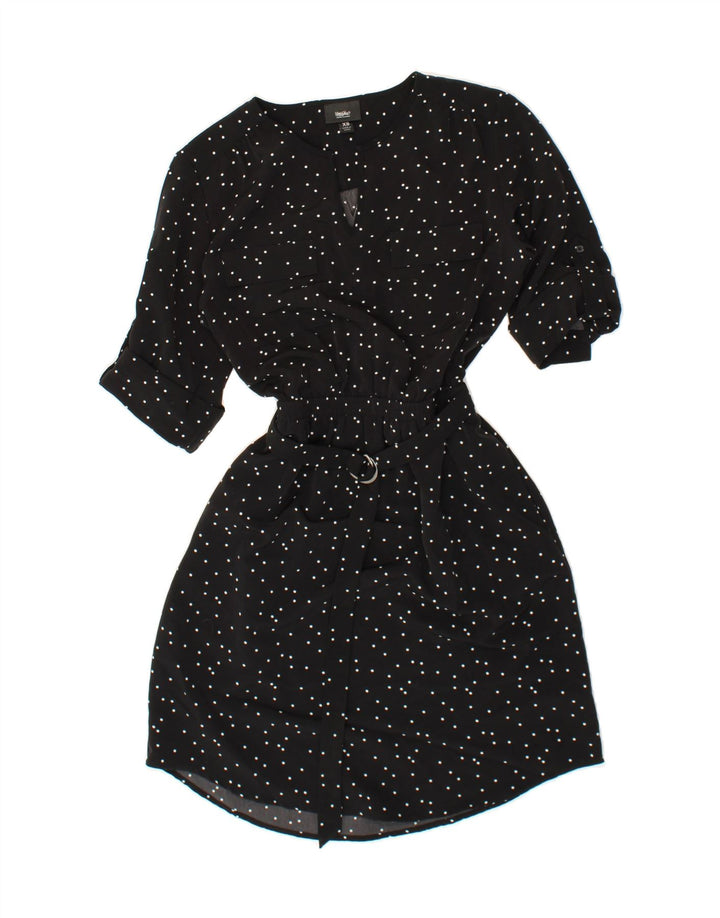 MOSSIMO Womens 3/4 Sleeve A-Line Dress UK 6 XS Black Spotted Polyester Vintage Mossimo and Second-Hand Mossimo from Messina Hembry 